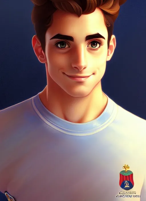 Image similar to cute navy cadet chris mears, natural lighting, path traced, highly detailed, high quality, digital painting, by don bluth and ross tran and studio ghibli and alphonse mucha, artgerm