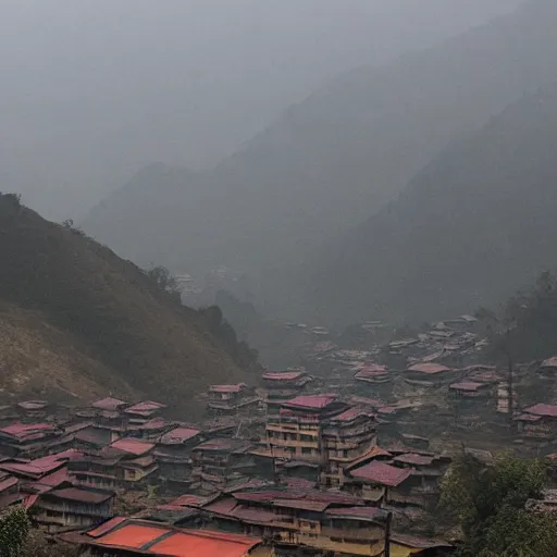 Prompt: nepal, gloomy, dystopian