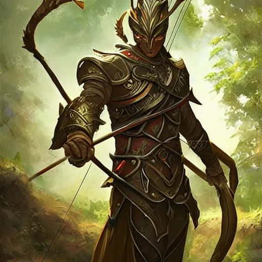 a male elven archer wearing armor made of leaves, epic | Stable ...
