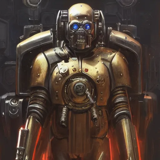 Image similar to wearing warhammer 4 0 0 0 0 emperor armor realistic anthropomorphic bill gates scifi cyberpunk, visible face and full body portrait art by donato giancola and greg rutkowski, vintage retro scifi, realistic face, digital art, trending on artstation, symmetry