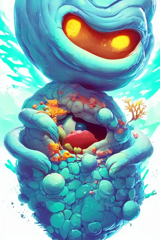 Image similar to smurf ghost creature animal sushi cristal very big eye roots cactus elemental flush of force nature micro world fluo fishscale, behance hd by jesper ejsing, by rhads, makoto shinkai and lois van baarle, ilya kuvshinov, rossdraws radiating a glowing aura global illumination ray tracing hdr