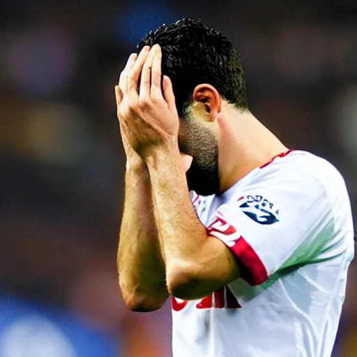 Image similar to xavi hernandez doing a facepalm