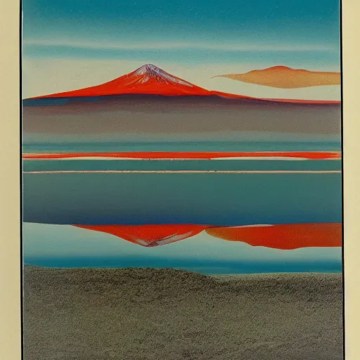 Image similar to chromolithograph of salar de uyuni color lithograph