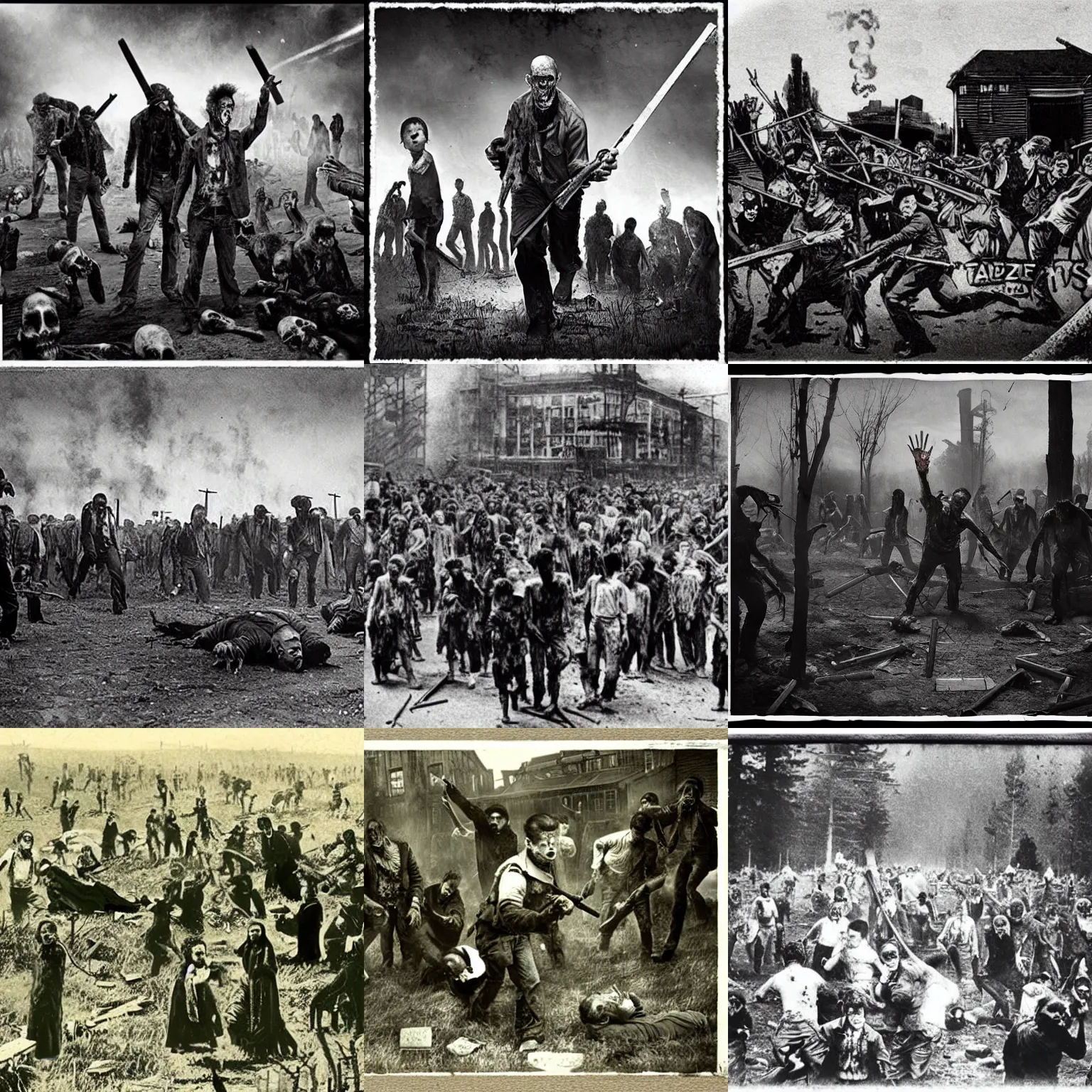 Prompt: “zombie apocalypse, 1900’s photo”