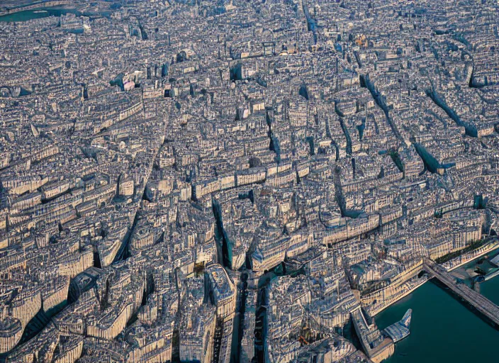 Image similar to tilt shift arial photo still of paris made of legos, 8 k, 1 6 mm f 1 6