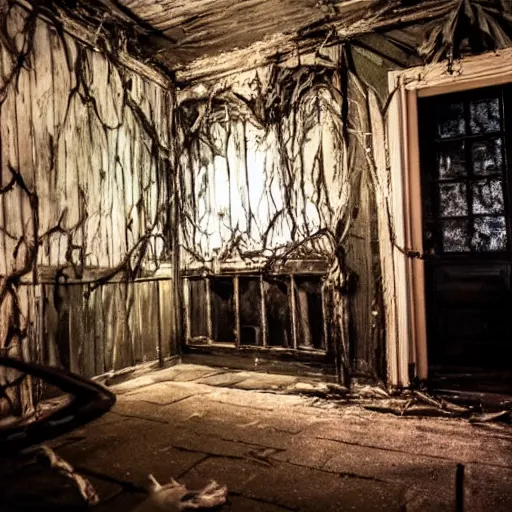 Prompt: the inside of a haunted house experience for halloween