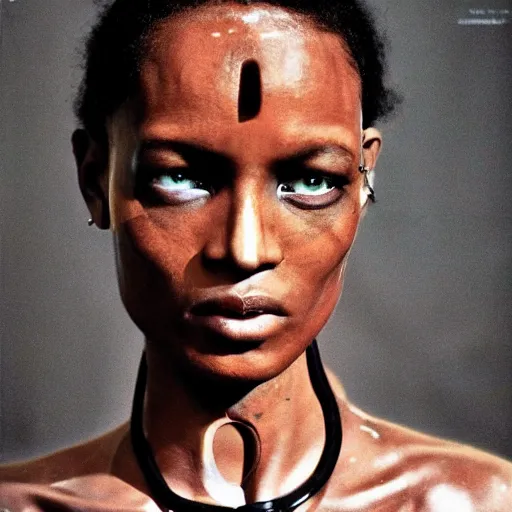 Image similar to An Ethiopian cyborg, portrait, by Davide Sorrenti, David Bailey, Hiro