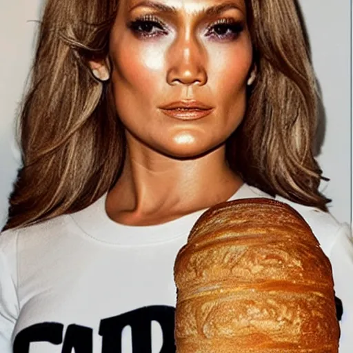 Image similar to a loaf of bread with jennifer lopez face on