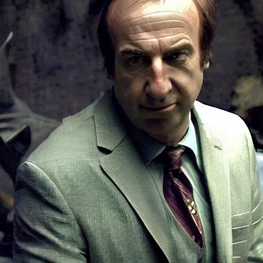 Image similar to Saul Goodman as dark souls boss