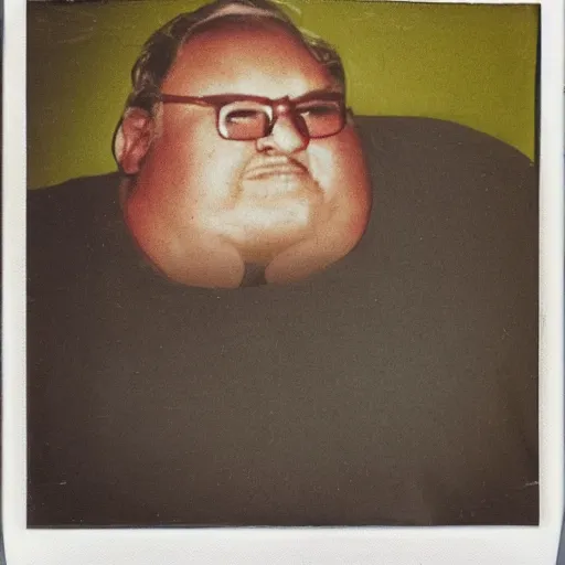 Image similar to color polaroid portrait of a fat man by andy warhol. holga