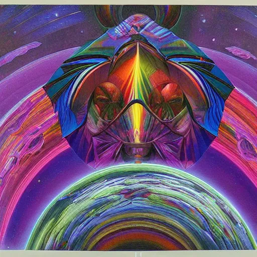 Prompt: kaleidoscope astronaut gerald brom rainbow prisms