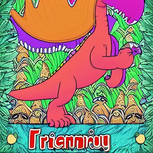 Prompt: friendly-princess-tyrannosaurus, coloring book