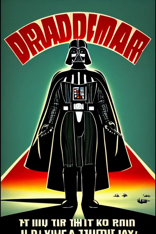 Prompt: propaganda poster of darth vader with the slogan join the dark side, dmitry moor