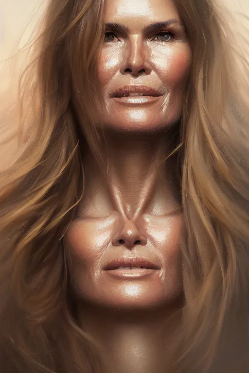 Prompt: ultra detailed close up facial portrait of elle macpherson, extremely detailed digital painting, in the style of fenghua zhong and ruan jia and jeremy lipking and peter mohrbacher, mystical colors, rim light, beautiful lighting, 8 k, stunning scene, raytracing, octane, trending on artstation