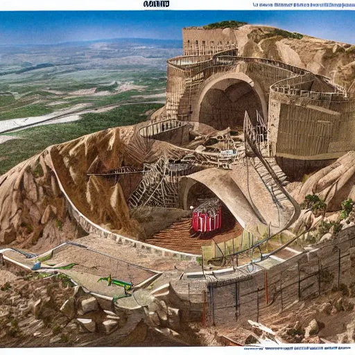 Image similar to diagram illustration of osama bin ladens mountain fortress, cutaway, underground, from time magazine 2 0 0 2