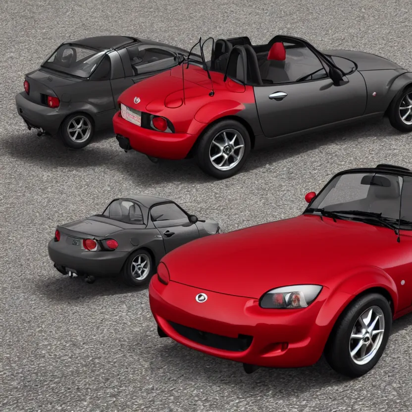 Image similar to miata mx 5, 9 0 s miata pop up, kyza saleem, realistic, 4 k, red