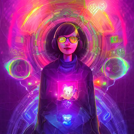 Image similar to skill magic geek inside matrix deepdream radiating a glowing aura stuff loot legends stylized digital illustration video game icon artstation lois van baarle, ilya kuvshinov, rossdraws,