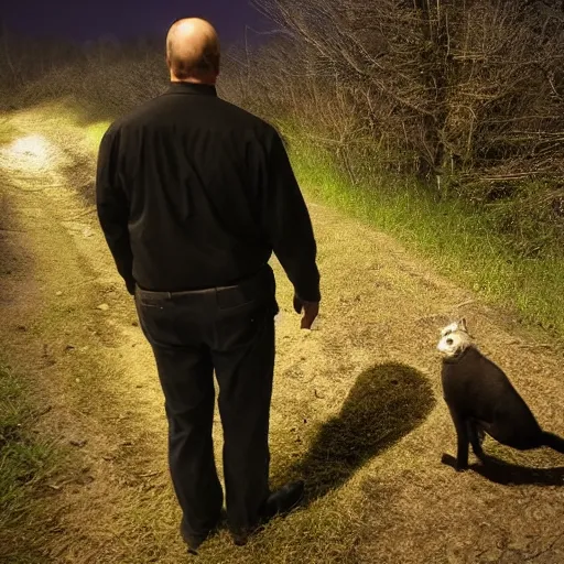 Image similar to dr. phil nighttime dr. phil trailcam footage of dr. phil, spooky, dark, gloomy, dr. phil