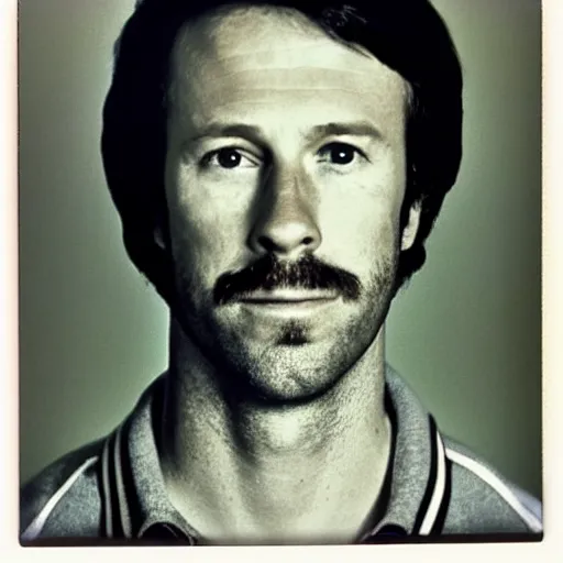 Prompt: Mugshot Portrait of Kip Dynamite, taken in the 1970s, photo taken on a 1970s polaroid camera, grainy, real life, hyperrealistic, ultra realistic, realistic, highly detailed, epic, HD quality, 8k resolution, body and headshot, film still, front facing, front view, headshot and bodyshot, detailed face, very detailed face