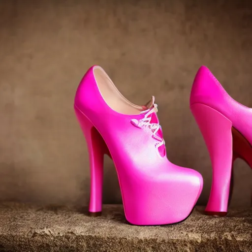 Image similar to medieval pink high heels, photoshoot, photography, 4 k, hyper realistic