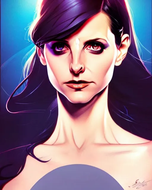 Image similar to artgerm, joshua middleton comic cover art, pretty sarah michelle gellar superhero, asymmetrical big black oval spot covering left eye from eyebrow to cheek, left eye spot only, very pale white skin, no spot right eye, white around right eye