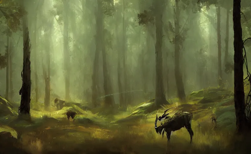 Prompt: a painting of a sensual forest trending on artstation in the style of greg rutkowski