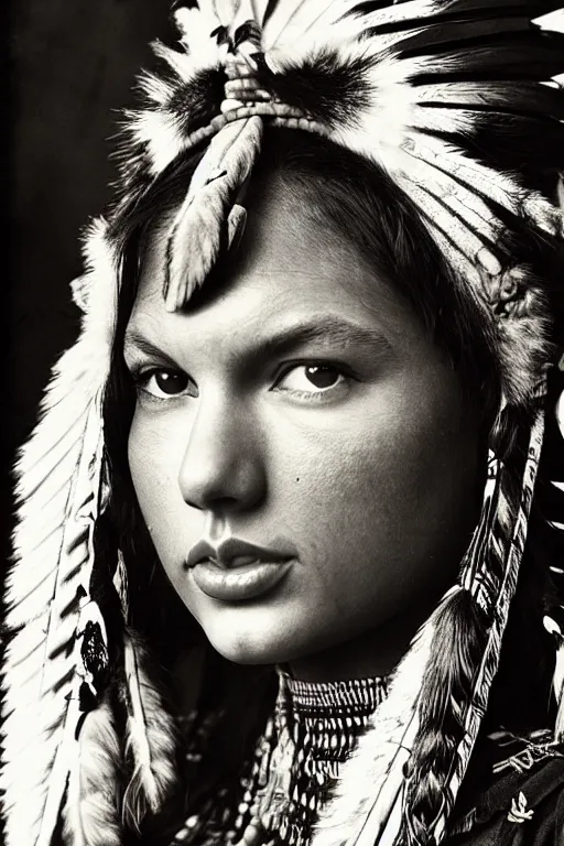 Image similar to Photo of Native American indian woman Taylor Swift, portrait, skilled warrior of the Apache, ancient, realistic, detailed, Taylor Swift