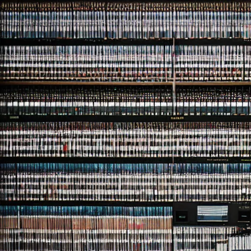 Prompt: national geographic photography of the biggest sound library known to humanity