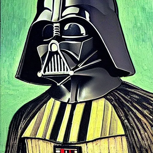 Image similar to darth vader by van gogh, highly detailed, portrait