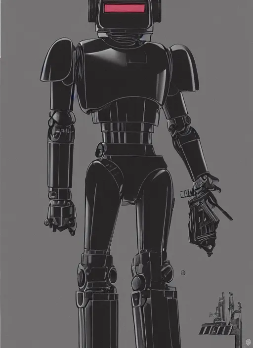 Image similar to Robocop by Ralph Mcquarrie, highly detailed, sharp focus, illustration