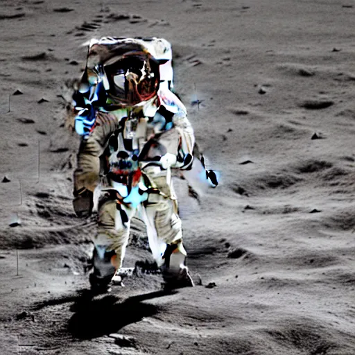 Image similar to photo of an astronaut wearing a mercury suit holding an electric guitar on the moon. detailed