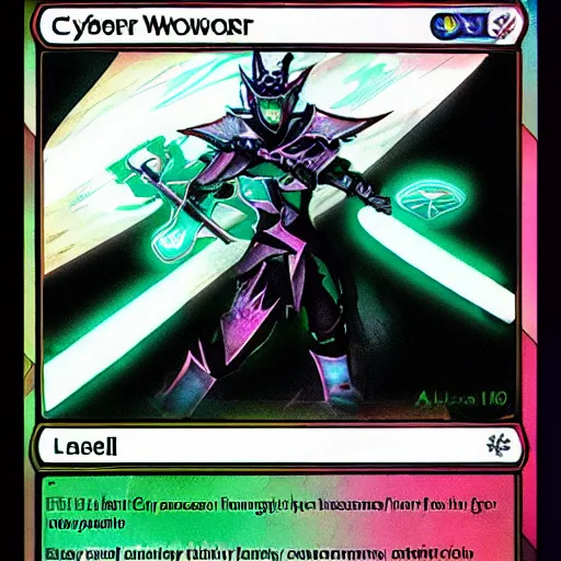 Image similar to cyber sword in MTG: Neon Kamigawa style