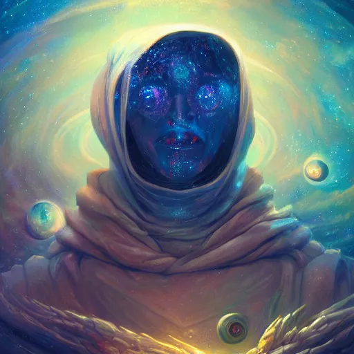 Prompt: outer space detailed portrait painting of Irreconcilable Personification by Anato Finnstark, Noah Bradley, Raymond Swanland, and Steven Belledin, 8k resolution, deviantart, trending on Artstation, concept art, digital illustration