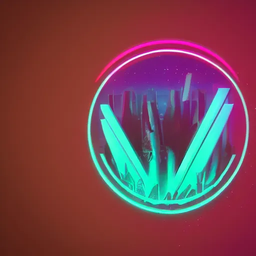 Image similar to scifi logo for a synthwave music producer, digital 3 d, black background, minimal, trending on artstation