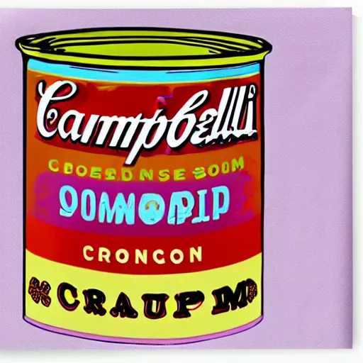 Image similar to campbell's cream of elephant soup, by andy warhol