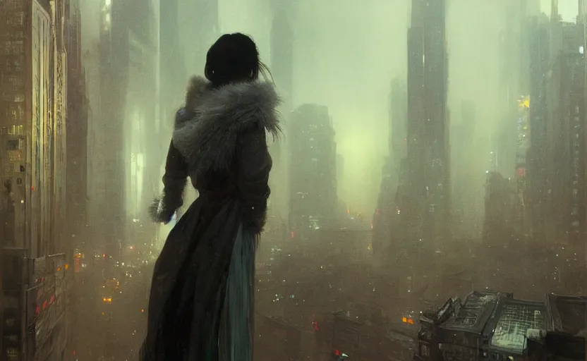 Image similar to 2 0 1 8 blade runner movie still girl look at the cityscape from roof perfect prtrait of young madison beer face fine realistic face pretty face neon puffy jacket blue futuristic sci - fi elegant by denis villeneuve tom anders zorn hans dragan bibin thoma greg rutkowski ismail inceoglu illustrated sand storm alphonse mucha