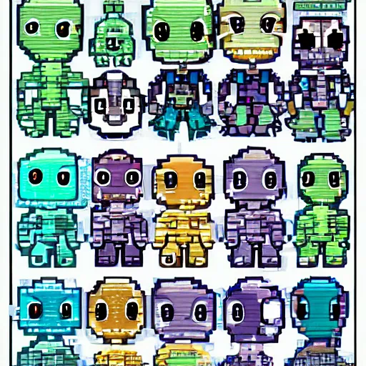 Prompt: cute alien spritesheet