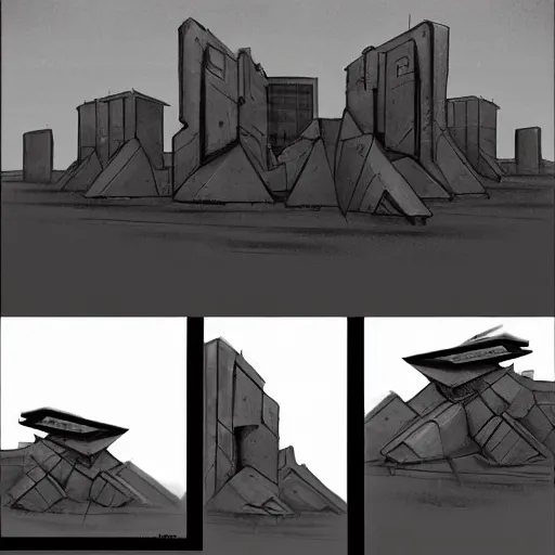 Image similar to brutalist base scifi, concept art, high details