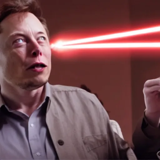 Prompt: film still of elon musk dueling bill gates with a lightsaber, epic cinematic