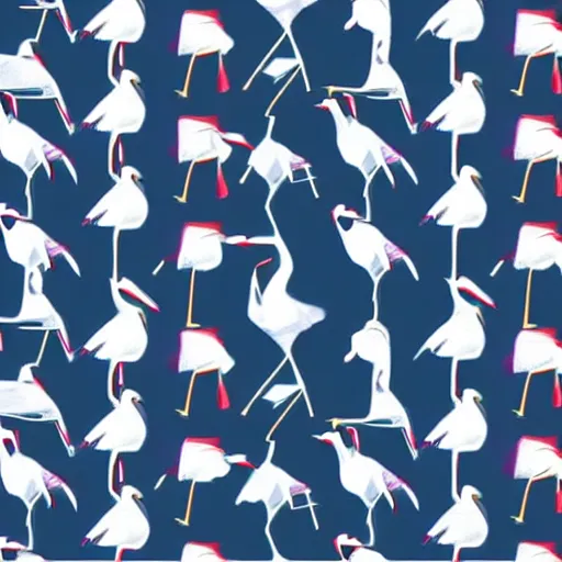 Image similar to fabric pattern of minimalistic cranes