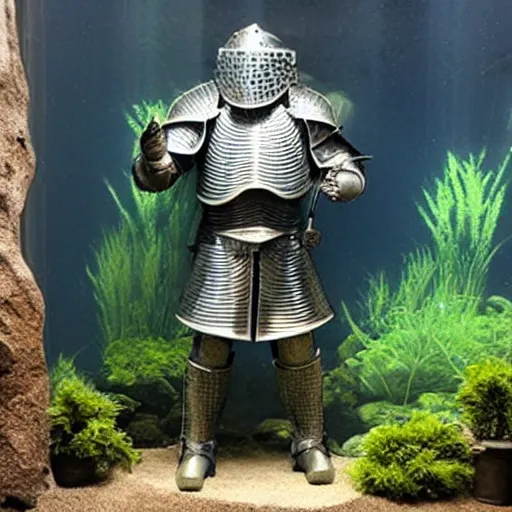 Image similar to knight armor, incorporating aquariums