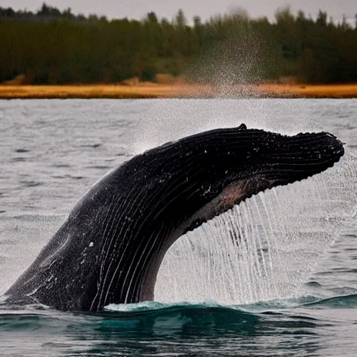 Prompt: a whale swimming in a toilet