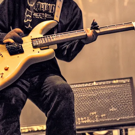 Prompt: a Cat playing a guitar in a heavy metal concert