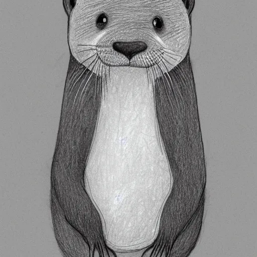 Image similar to an otter in a dress, pencil drawing