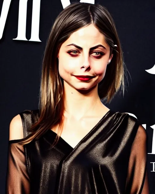 Prompt: style of tom lovell : : gorgeous willa holland : : evil witch, swirling black magic, black dress : : symmetrical face, symmetrical eyes : : full body pose : : gorgeous black hair : : magic lighting, low spacial lighting : :