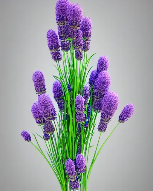 Image similar to a 3 d rendered ultra realistic lavender plant, masked transparent flat background, popular on sketchfab, pixelsquid, 8 k, volumetric lighting, trending on artstation, octane render, ultra detailed, hyperrealistic, by alphonse mucha