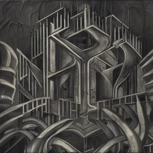 Prompt: brutalist painting of an eldritch horror, 4 k,