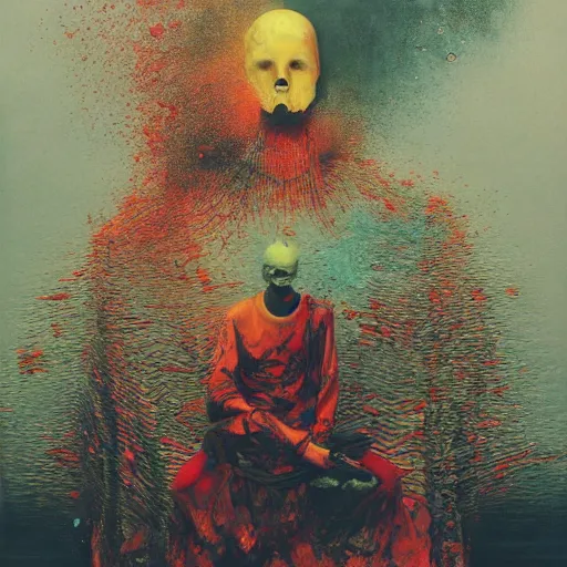 Image similar to A 3D render of music, industries, toxic waste, gothic, rich deep colors. Beksinski painting, part by Adrian Ghenie and Gerhard Richter. art by Takato Yamamoto. masterpiece