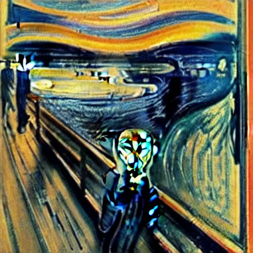 Image similar to a corrupted version of the scream by edvard munch