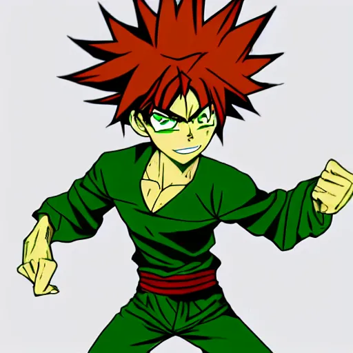 Image similar to Shaggy Rogers dressed like punk/martial artist (as a super sayian) in the style of slice of life anime/shonen anime trending on artstation deviantart Pinterest detailed High Resolution HD 8k